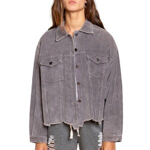 POL Destroyed Hem Corduroy Jacket